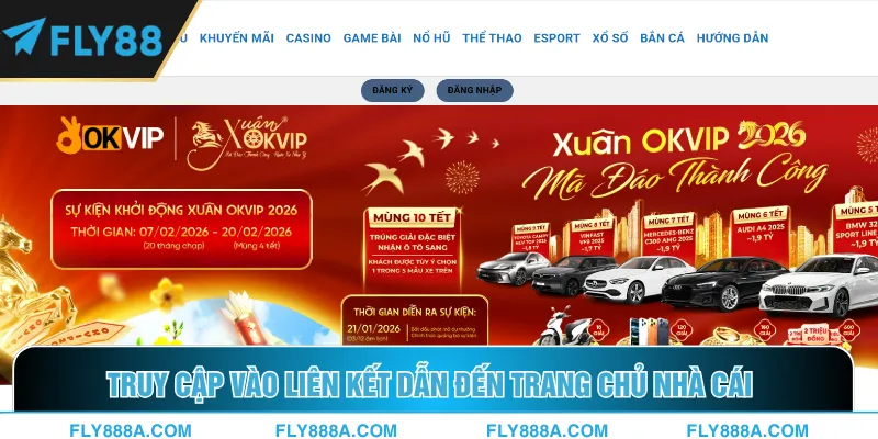 Truy cập vào liên kết dẫn đến trang chủ nhà cái